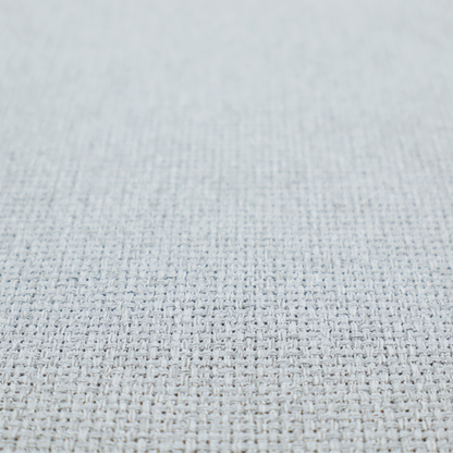 A very light ice-grey or tinted white fabric featuring a distinct, tightly woven grid texture. The material showcases a multi-tonal, basket-weave style pattern with blended pale silver and crisp off-white threads, creating a bright, minimalist, and matte finish across the entire surface.