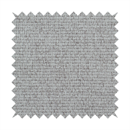 A mid-grey or stone-grey fabric featuring a distinct, tightly woven grid texture. The material showcases a multi-tonal, basket-weave style pattern with blended cool grey, taupe, and subtle white threads, creating a grounded, textured neutral, and matte finish across the entire surface.