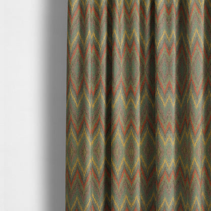 Ipoh Collection Of Chevron Striped Heavyweight Chenille Grey Multi Colour Upholstery Fabric CTR-348 - Made To Measure Curtains