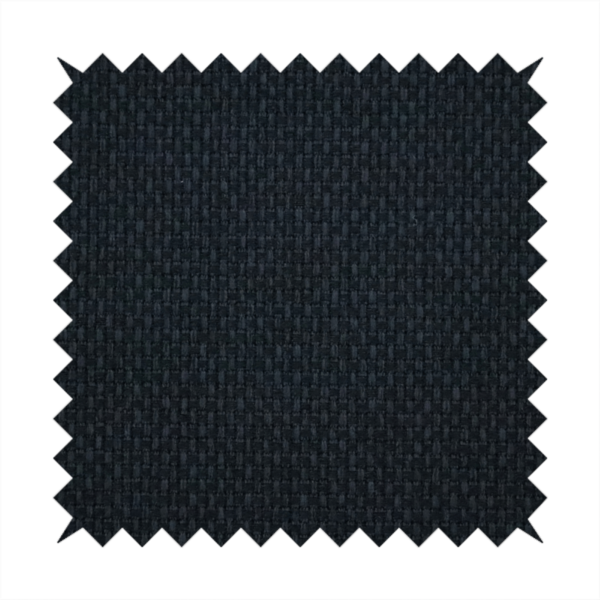 A deep midnight-black or ink-black fabric featuring a distinct, tightly woven grid texture. The material showcases a rich, multi-tonal, basket-weave style pattern with interlaced charcoal and solid black threads, creating a dramatic, subtle, and matte finish across the entire surface.