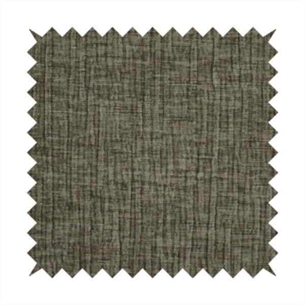 A textured upholstery fabric in an earthy olive or sage green colour. The material features a prominent cross-hatched slub texture with subtle horizontal and vertical ridges, giving it a cosy, multi-dimensional chenille appearance.