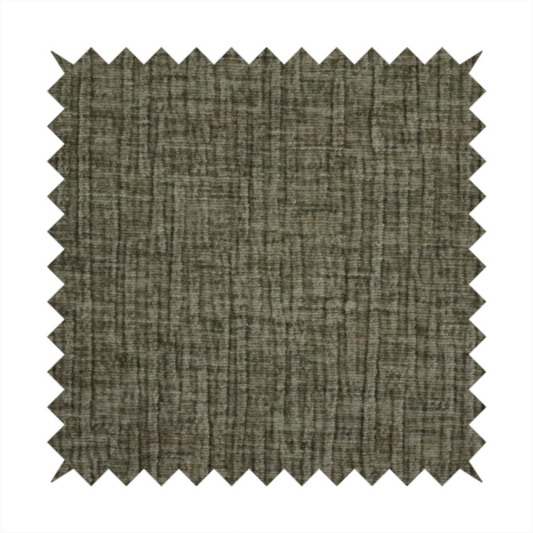 A textured upholstery fabric in an earthy olive or sage green colour. The material features a prominent cross-hatched slub texture with subtle horizontal and vertical ridges, giving it a cosy, multi-dimensional chenille appearance.
