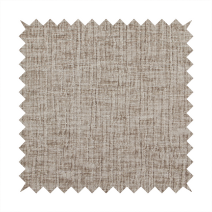A textured upholstery fabric in a neutral taupe or greige colour. The material features a distinctive cross-hatched slub texture with subtle vertical and horizontal ridges, creating a soft, dimensional chenille finish.