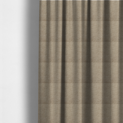 The fabric used to create these made-to-measure curtains is a textured upholstery fabric in a warm, neutral beige or oatmeal colour. The material features a distinct cross-hatched slub texture with fine vertical and horizontal ridges, creating a soft, dimensional chenille finish.