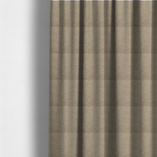 The fabric used to create these made-to-measure curtains is a textured upholstery fabric in a warm, neutral beige or oatmeal colour. The material features a distinct cross-hatched slub texture with fine vertical and horizontal ridges, creating a soft, dimensional chenille finish.