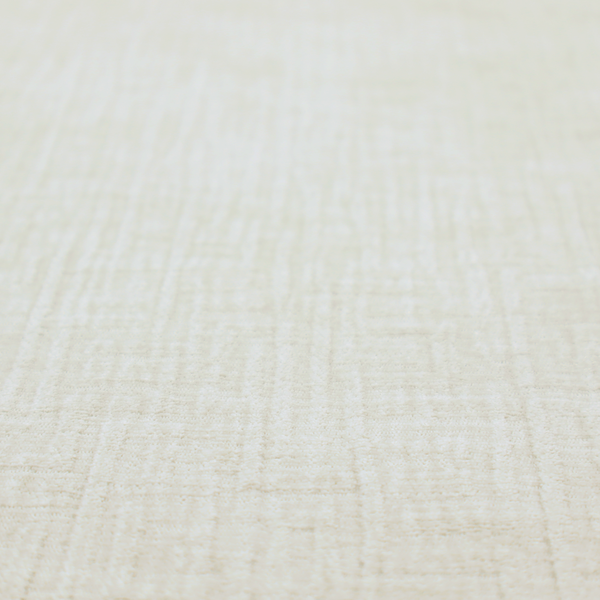 A textured upholstery fabric in a clean white or light ivory colour. The material features a subtle cross-hatched slub texture with fine vertical and horizontal ridges, creating a soft, dimensional chenille finish.