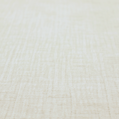A textured upholstery fabric in a clean white or light ivory colour. The material features a subtle cross-hatched slub texture with fine vertical and horizontal ridges, creating a soft, dimensional chenille finish.