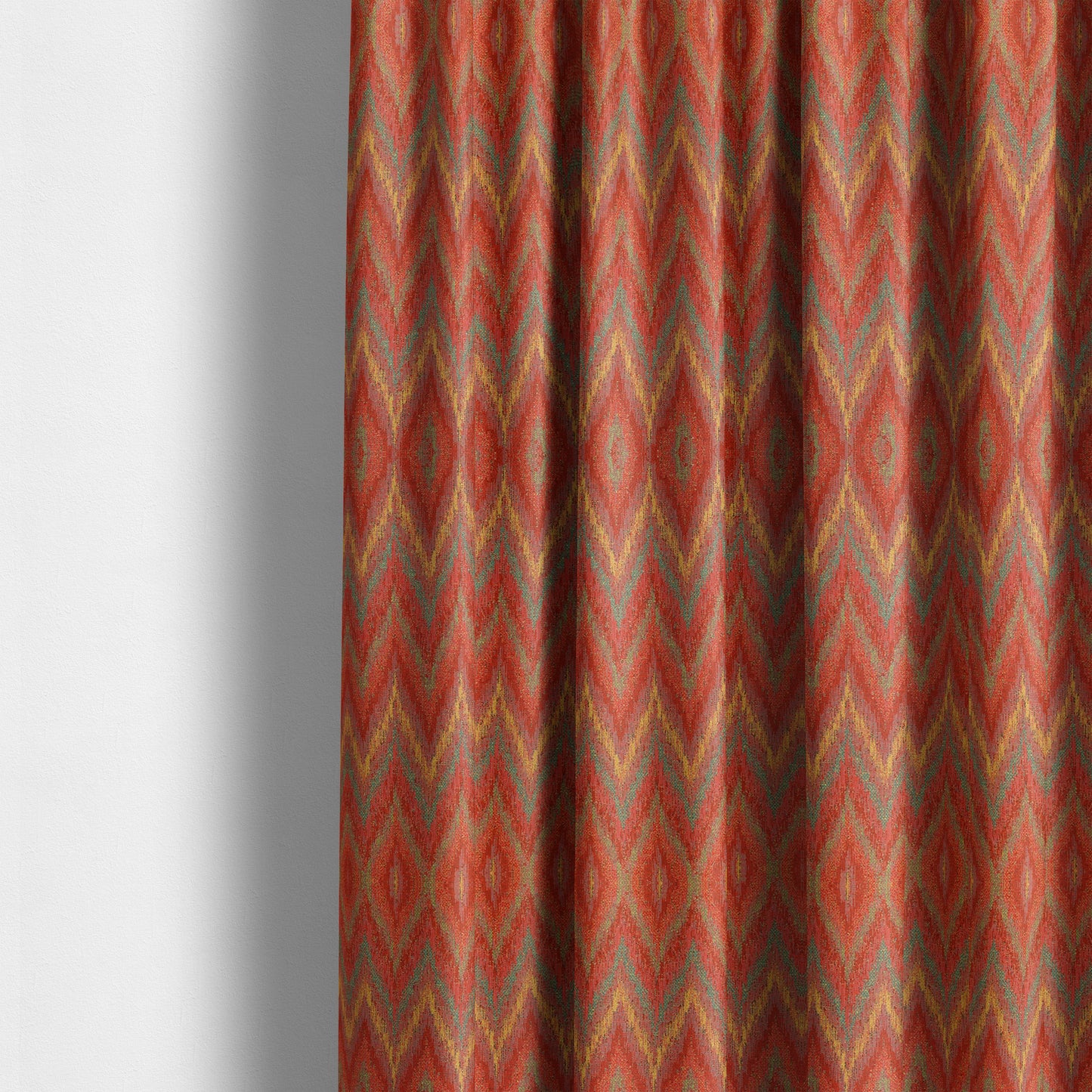 Ipoh Collection Of Chevron Striped Heavyweight Chenille Red Multi Colour Upholstery Fabric CTR-351 - Made To Measure Curtains