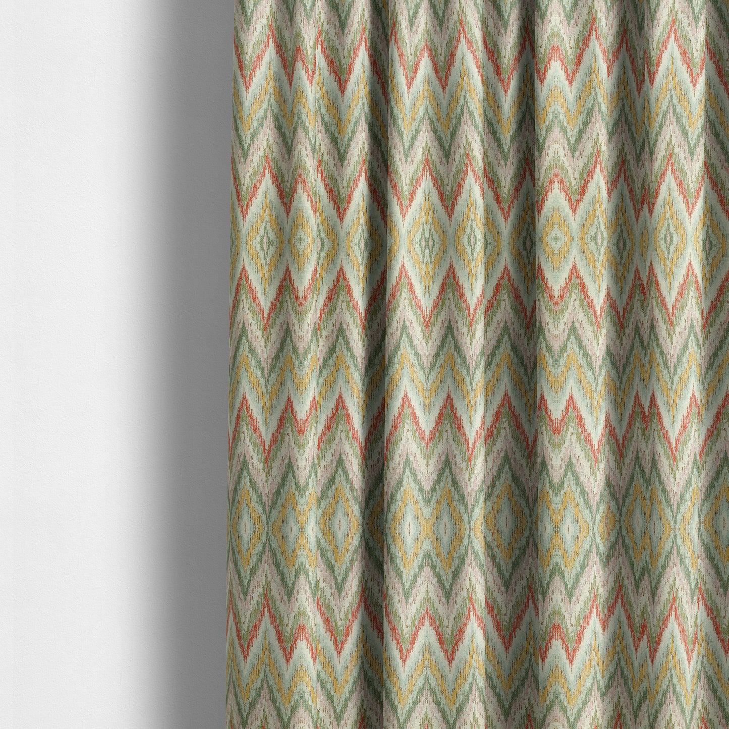 Ipoh Collection Of Chevron Striped Heavyweight Chenille White Multi Colour Upholstery Fabric CTR-352 - Made To Measure Curtains