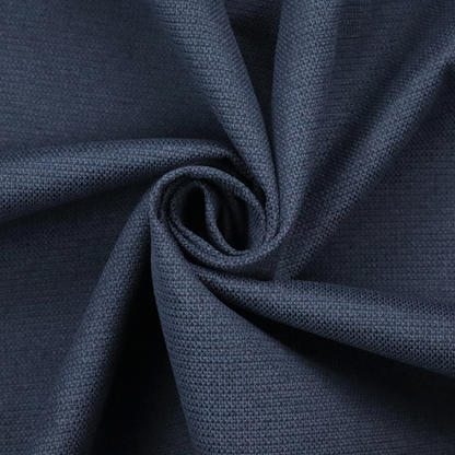 A textured navy blue fabric with a tight, uniform cross-weave pattern.