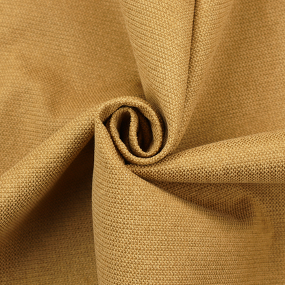 A textured mustard yellow fabric with a tight, uniform weave.