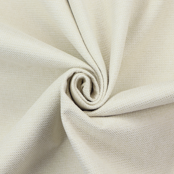 A textured cream-coloured fabric with a tight, uniform cross-weave.