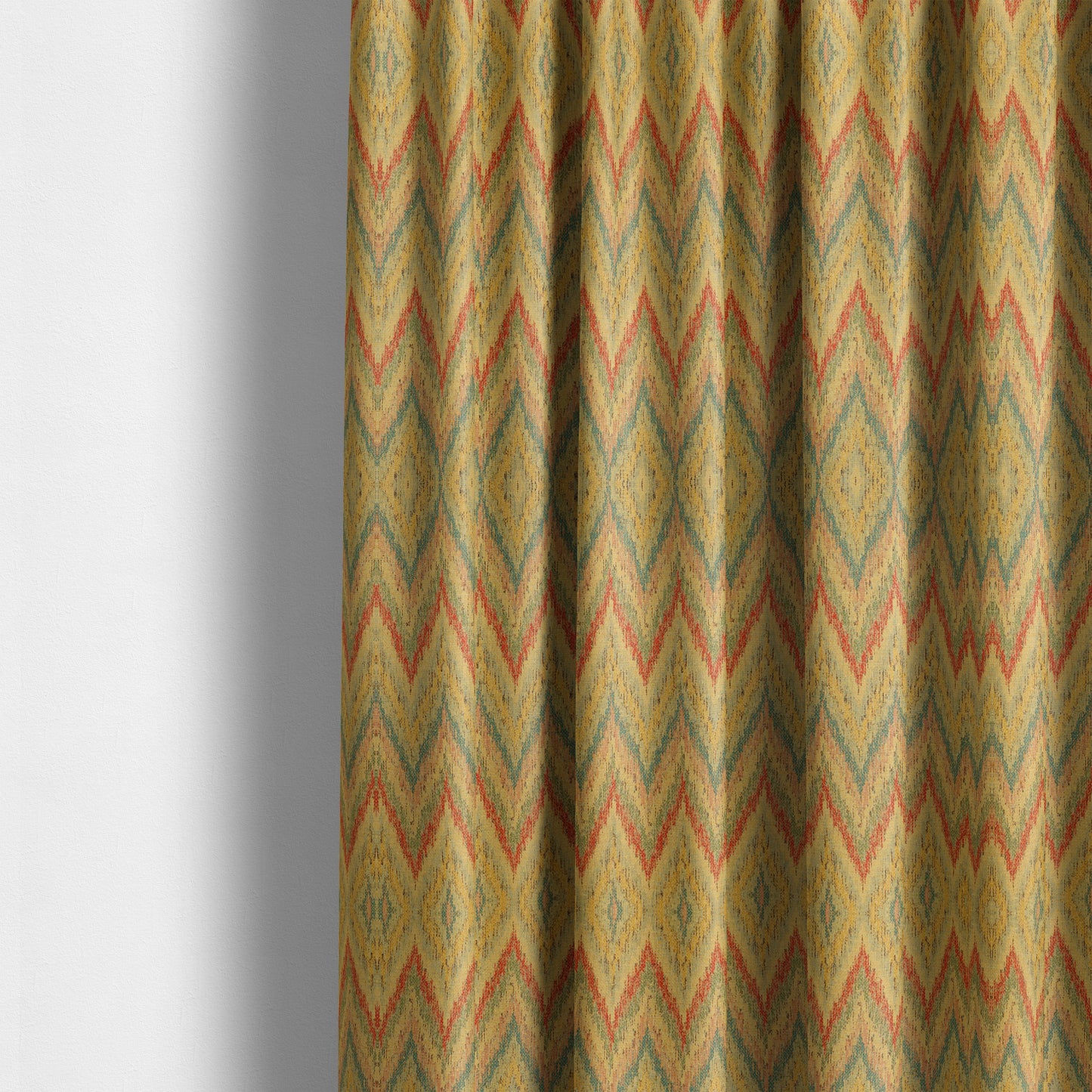 Ipoh Collection Of Chevron Striped Heavyweight Chenille Yellow Multi Colour Upholstery Fabric CTR-353 - Made To Measure Curtains