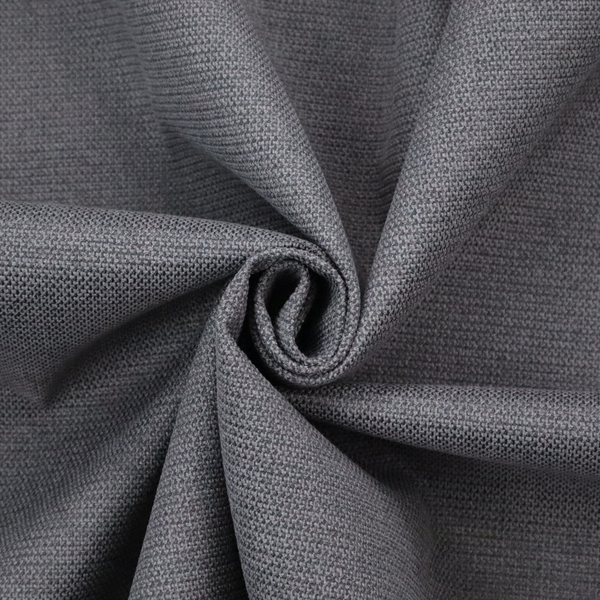 A textured charcoal grey fabric with a tight, uniform cross-weave.