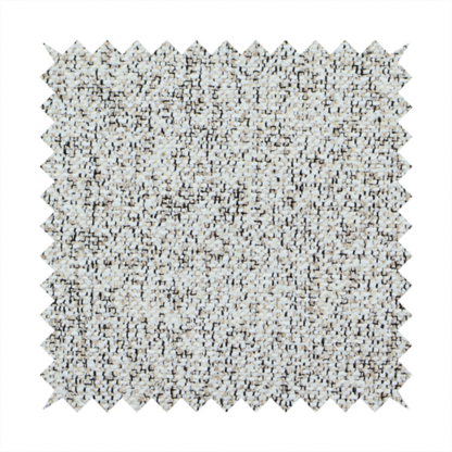 A cream, beige, and charcoal grey woven upholstery fabric swatch.