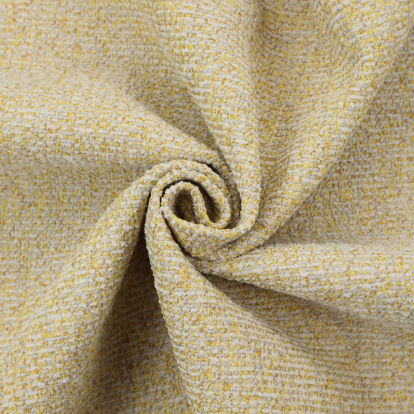 A textured yellow and beige woven fabric.
