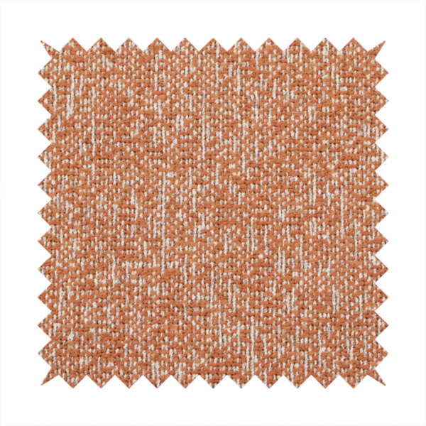 A textured terracotta orange and off-white woven upholstery fabric.