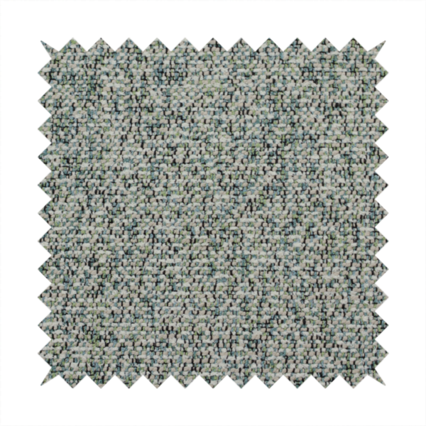A multi-tonal teal and grey textured woven fabric swatch.