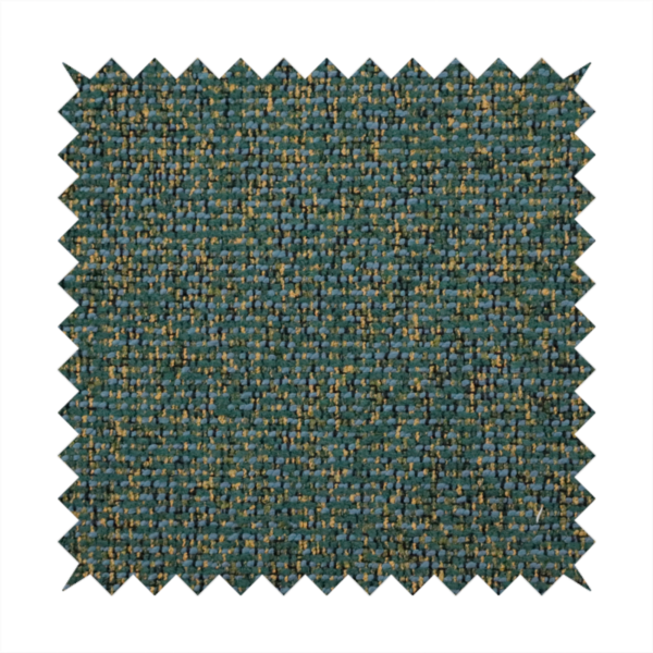 A multi-tonal forest green and gold textured woven fabric swatch.