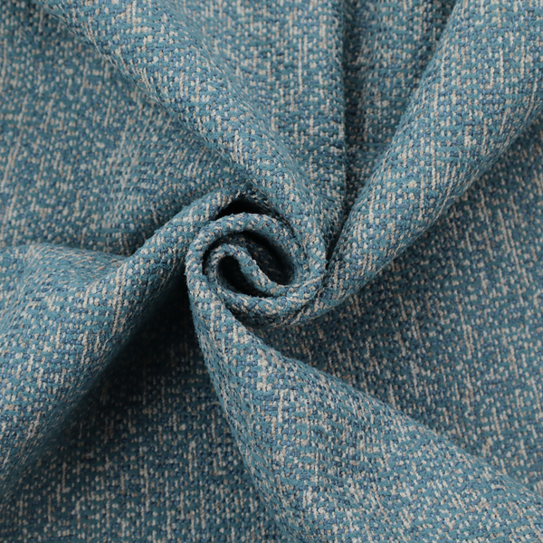 A multi-tonal blue and beige textured woven fabric swatch.