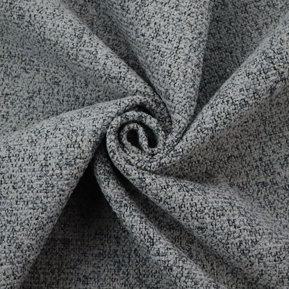 A multi-tonal grey and charcoal textured woven fabric swatch.