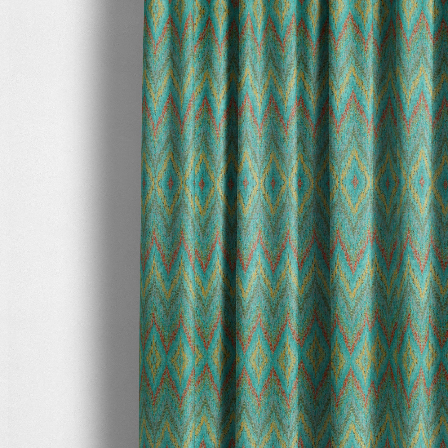 Ipoh Collection Of Chevron Striped Heavyweight Chenille Teal Multi Colour Upholstery Fabric CTR-355 - Made To Measure Curtains