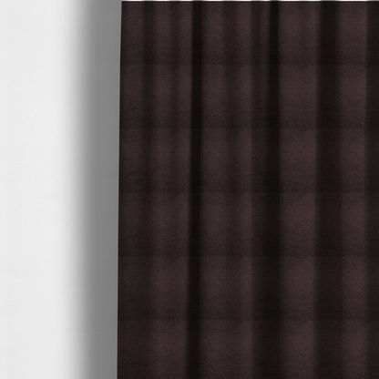 The fabric used to create these made-to-measure curtains is a textured dark espresso brown or deep plum bouclé upholstery fabric.