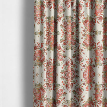 Kuala Collection Of Floral Pattern Heavyweight Chenille White Colour Upholstery Fabric CTR-357 - Made To Measure Curtains