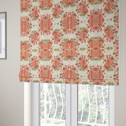 Kuala Collection Of Floral Pattern Heavyweight Chenille White Colour Upholstery Fabric CTR-357 - Roman Blinds