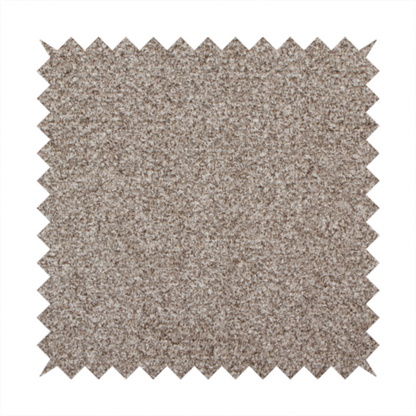 A swatch of taupe, heavily textured upholstery fabric.