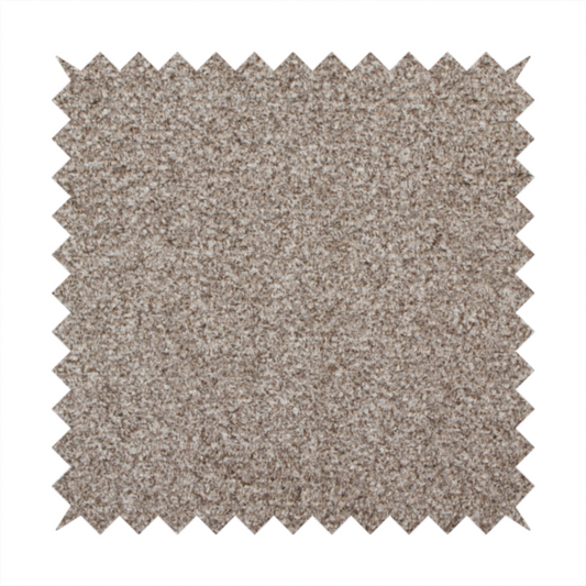 A swatch of taupe, heavily textured upholstery fabric.