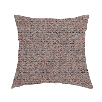 The fabric used to create this handmade cushion is a purple textured upholstery fabric.