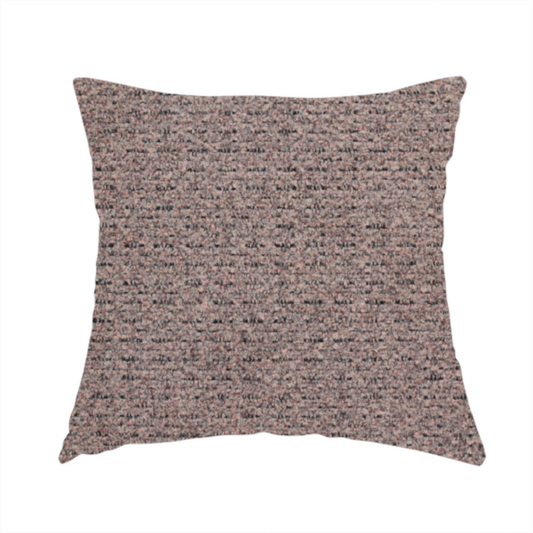 The fabric used to create this handmade cushion is a purple textured upholstery fabric.