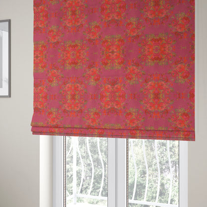 Kuala Collection Of Floral Pattern Heavyweight Chenille Pink Colour Upholstery Fabric CTR-358 - Roman Blinds