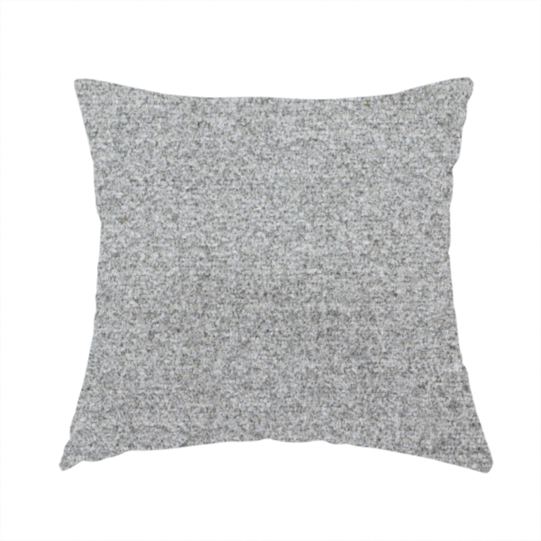 The fabric used to create this handmade cushion is a textured mid-grey upholstery fabric with a subtle heathered effect.