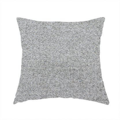 The fabric used to create this handmade cushion is a textured mid-grey upholstery fabric with a subtle heathered effect.