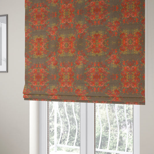 Kuala Collection Of Floral Pattern Heavyweight Chenille Grey Colour Upholstery Fabric CTR-359 - Roman Blinds