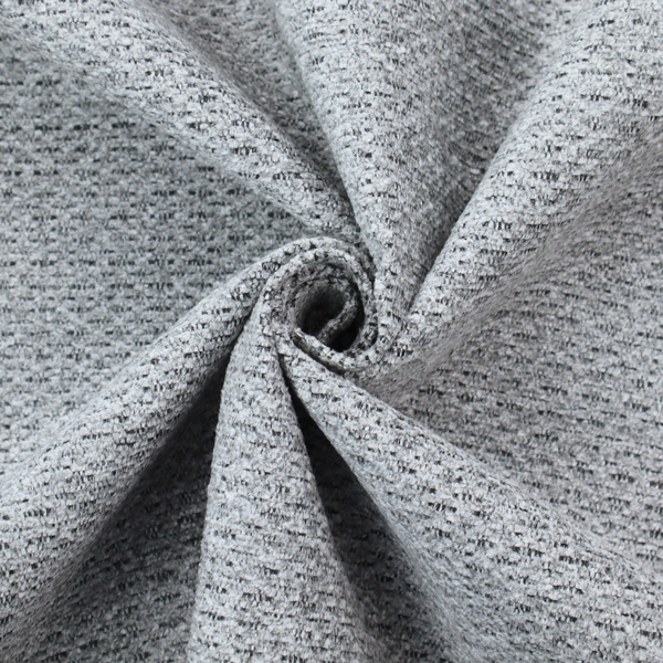 A textured light charcoal grey upholstery fabric with distinct darker horizontal weave lines.