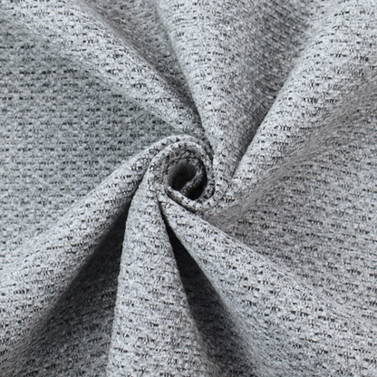 A textured light charcoal grey upholstery fabric with distinct darker horizontal weave lines.