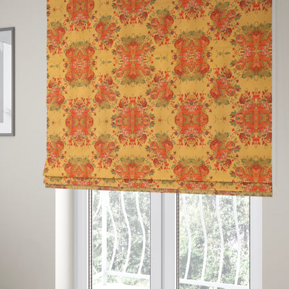 Kuala Collection Of Floral Pattern Heavyweight Chenille Yellow Colour Upholstery Fabric CTR-361 - Roman Blinds