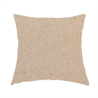 The fabric used to create this handmade cushion is a finely textured weave in a warm beige or natural linen shade. The material features a subtle heathered look with tiny flecks of light tan and neutral undertones throughout.