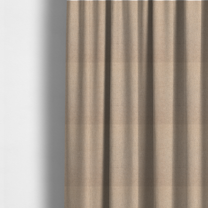 The fabric used to create these made-to-measure curtains is a finely textured weave in a warm beige or natural linen shade. The material features a subtle heathered look with tiny flecks of light tan and neutral undertones throughout.