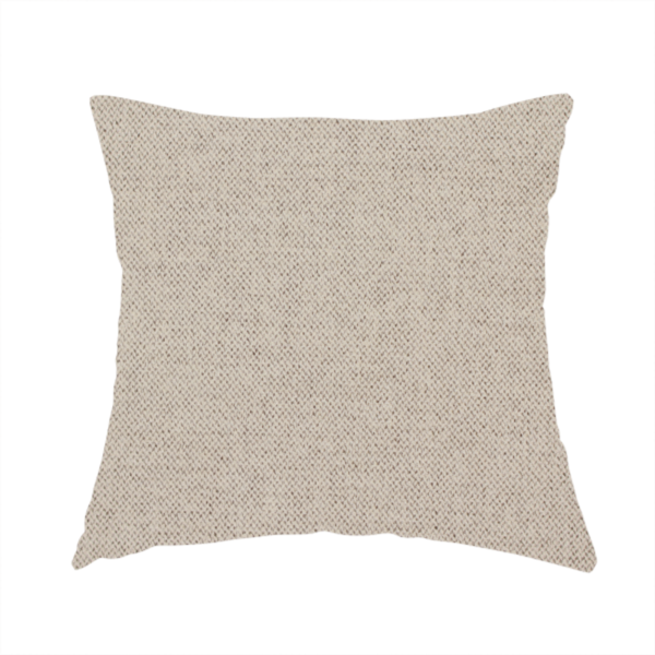 The fabric used to create this handmade cushion is a finely textured weave in a soft greige or light stone shade. The material features a subtle heathered look with tiny flecks of pale grey, cream, and beige undertones throughout.