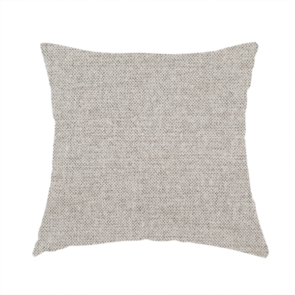 The fabric used to create this handmade cushion is a finely textured weave in a pale silver, heather grey, or light ash tone. The material features a subtle heathered look with finely blended threads of cool grey and white undertones throughout.