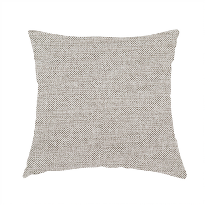 The fabric used to create this handmade cushion is a finely textured weave in a pale silver, heather grey, or light ash tone. The material features a subtle heathered look with finely blended threads of cool grey and white undertones throughout.