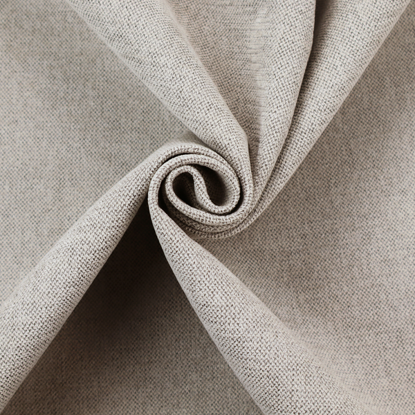 A finely textured weave in a light greige, taupe, or soft pebble grey shade. The material features a subtle heathered look with finely blended threads of cool grey and warm beige undertones throughout.