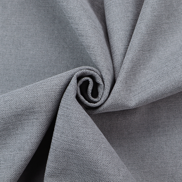 A finely textured weave in a medium mineral grey or cool slate shade. The material features a subtle heathered look with finely blended threads of classic grey, white, and faint charcoal undertones throughout.