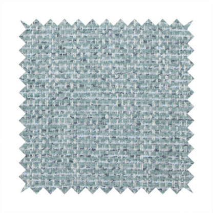 The material features a dense, multi-toned weave with a soft duck egg blue and sage green base, intricately interlaced with horizontal flecks of cream and muted slate grey threads throughout.