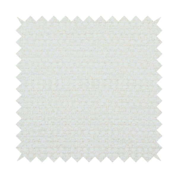 The material features a dense, minimalist weave in a uniform bright cream or off-white colour, highlighting the subtle horizontal texture of the interlaced threads.