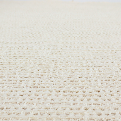 The material features a dense, neutral weave with a light cream base, subtly interlaced with horizontal flecks of soft beige and oatmeal-coloured threads throughout.